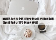 浪潮信息有多少区块链专利公司啊[浪潮集团目前拥有多少项专利技术发明]